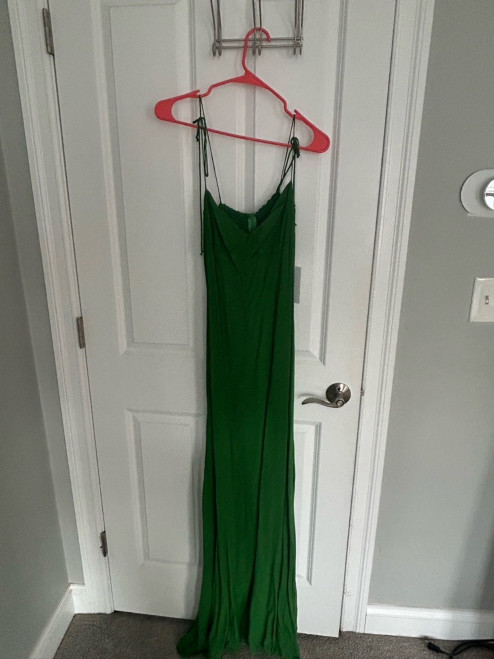 Reformation Green Slip Maxi Dress with Adjustable Spaghetti Straps